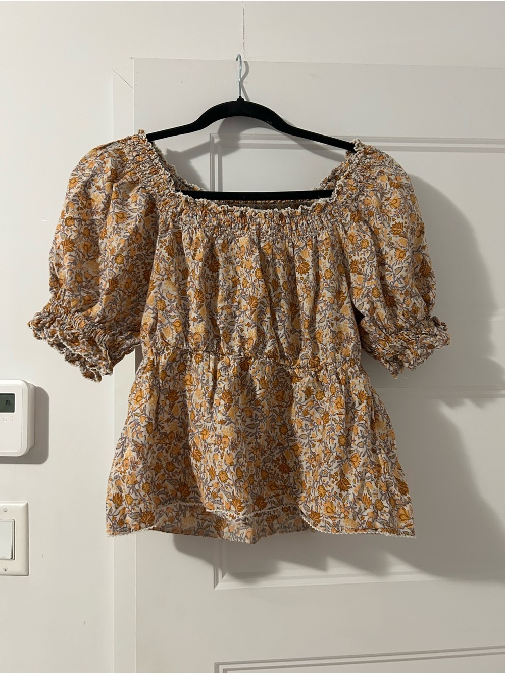 Old Navy Yellow Floral Off-Shoulder Peplum Top
